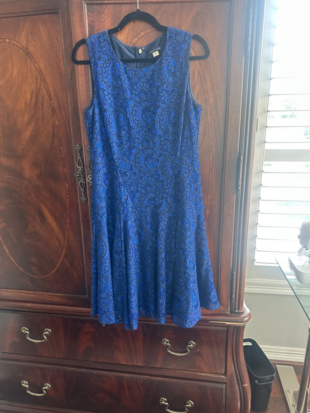 Tommy Hilfiger Royal Blue Lace Fit-and-Flare Mini Dress